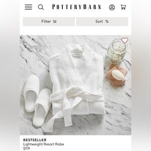 Pottery Barn Lightweight Resort Robe - brand new - never opened - White - Large